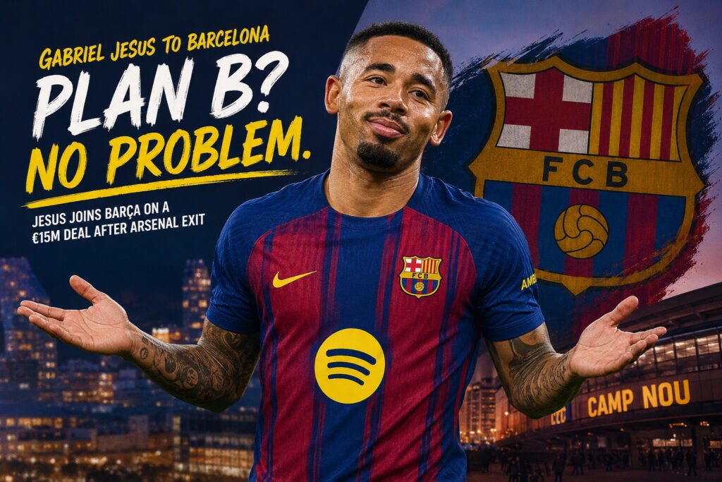 Gabriel Jesus Joins Barcelona as Plan B. Brazilian Striker’s Unbothered Response to Being Second Choice